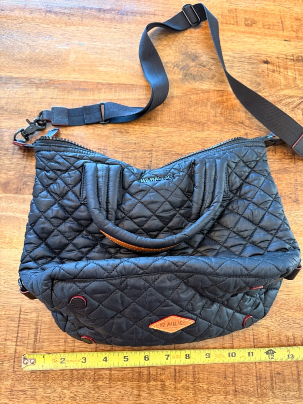 MZ Wallace Black Quilted Shoulder Tote with Adjustable Strap